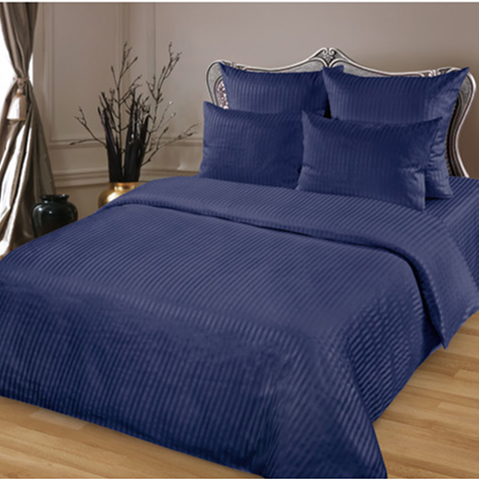 Страйп-сатин темно-синий